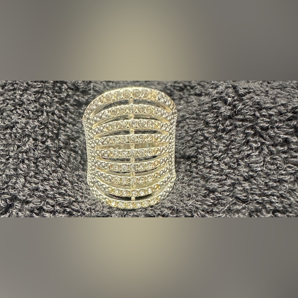 Silver Rhinestone Statement Ring - image 1